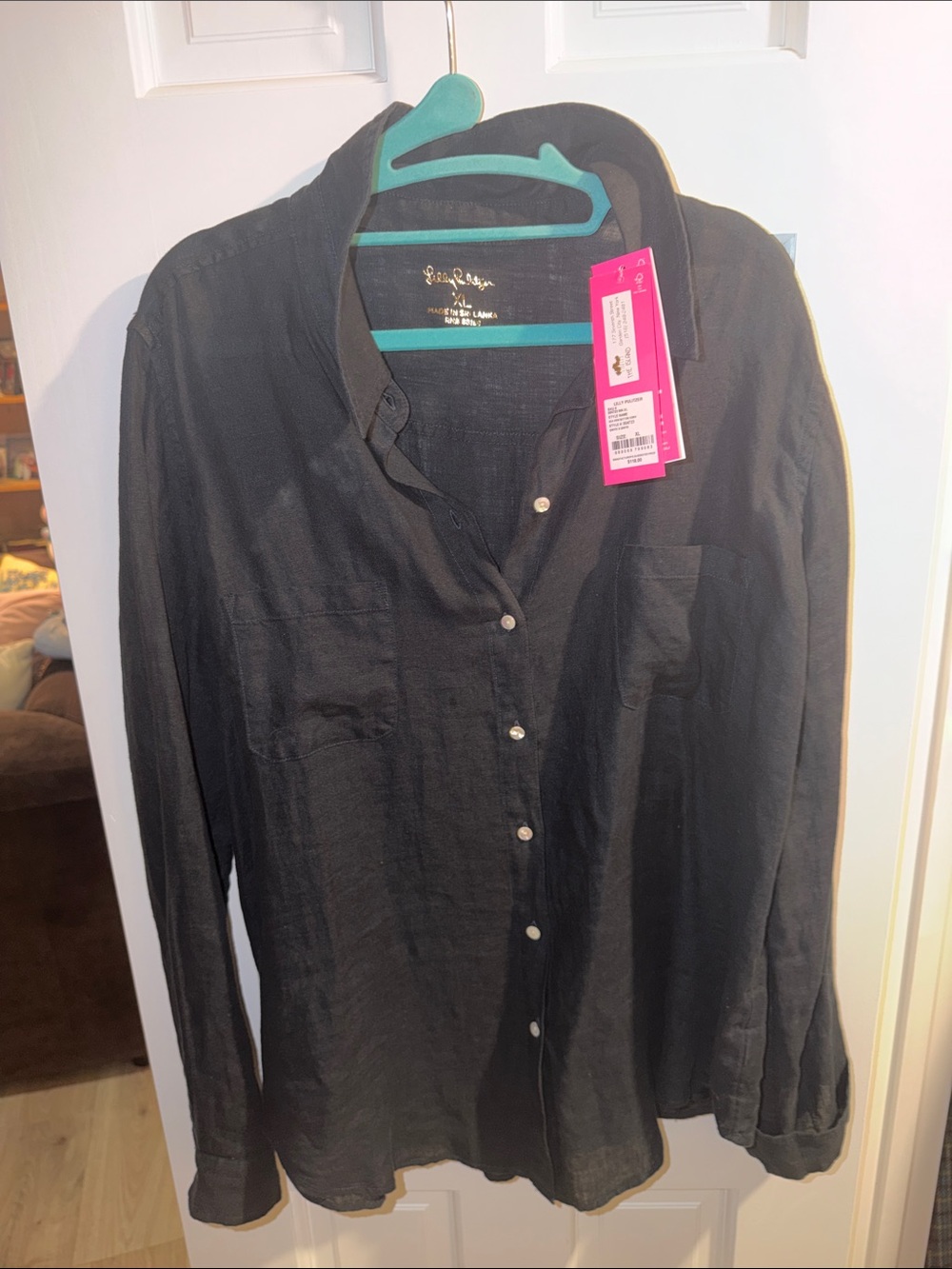 Lilly Pulitzer Black Long-Sleeve Button-Down Shirt